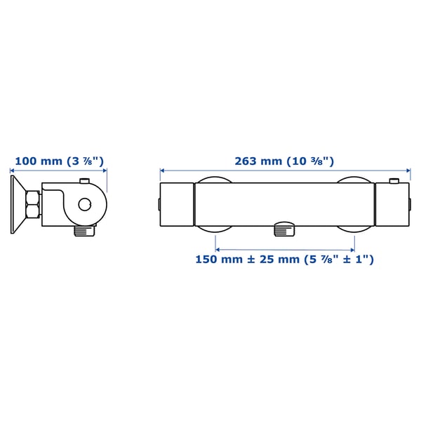 VALLAMOSSE Mitigeur thermostatique pour douche, chromé, 150 mm - IKEA