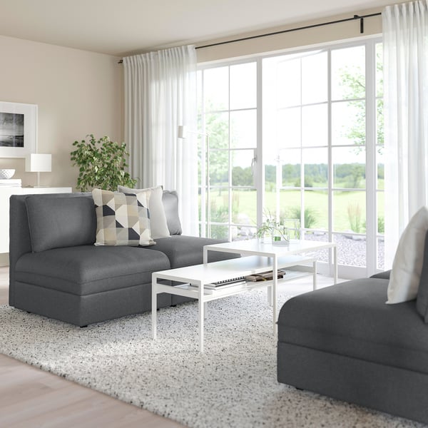vallentuna canape modulaire 2 places avec rangement hillared gris fonce ikea