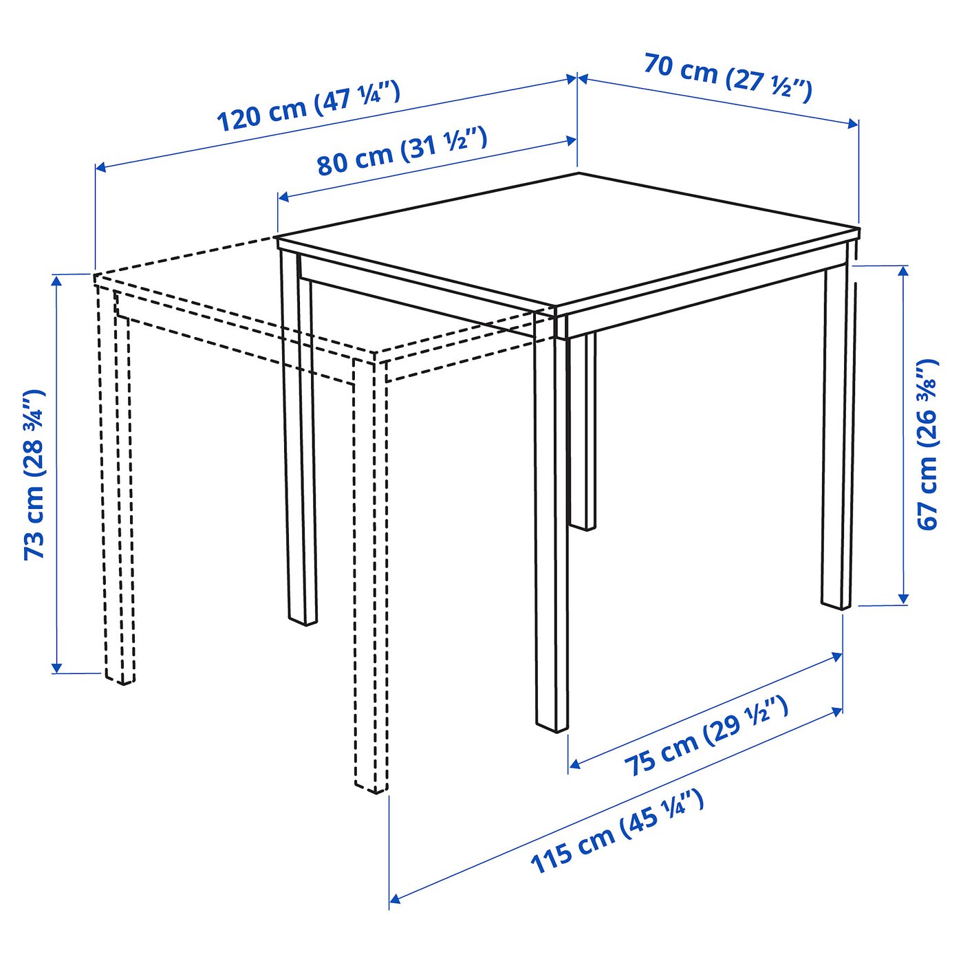 Vangsta Table Extensible Blanc 80 120x70 Cm Ikea