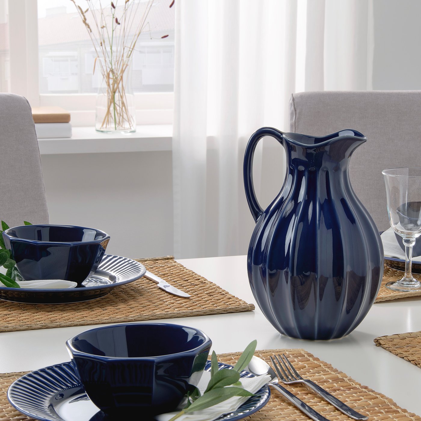 decoration interieure karaff verre clair fleur vase pichet slim minimaliste polyvalent ikea 20 cm maison