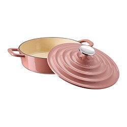 VARDAGEN Faitout avec couvercle, fonte émaillée rose clair, 2.5 l