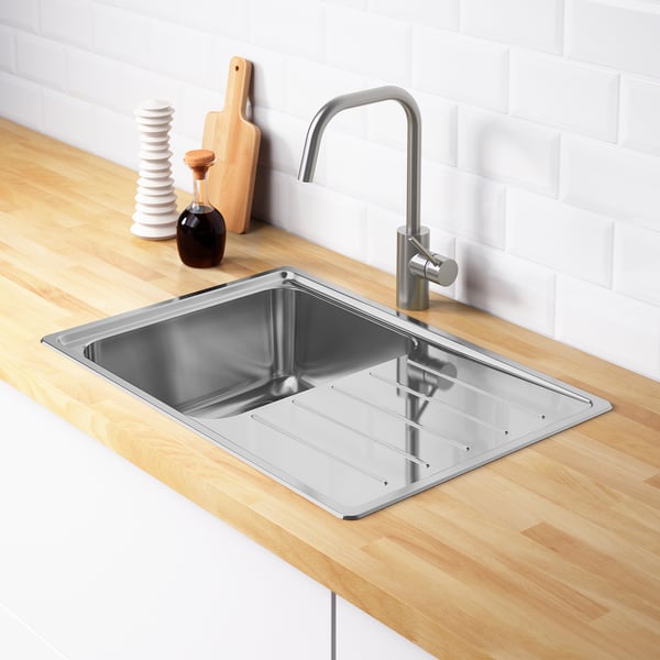 Vattudalen Evier Integre 1 Bac Avec Egouttoir Acier Inoxydable Ikea