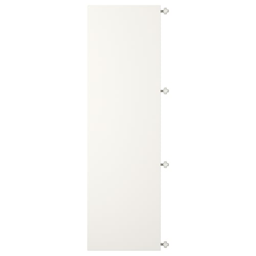 Une armoire blanche VEDDINGE à quatre charnières.