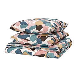 VIDEOXBÄR Housse de couette et 2 taies, blanc/multicolore, 240x220/65x65 cm
