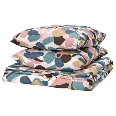 VIDEOXBÄR Housse de couette et 2 taies, blanc/multicolore, 240x220/65x65 cm