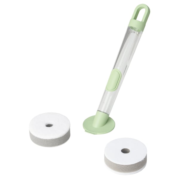 VIDEVECKMAL Brosse vaisselle+réservoir savon,3p, vert clair - IKEA