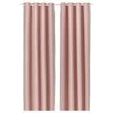 Rideaux assombrissants pour chambre rose VILBORG, texture linéaire, œillets en acier inoxydable.