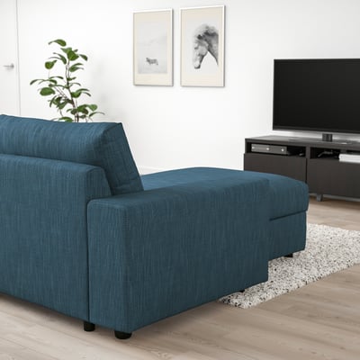 Canapé bleu VIMLE avec chaise, moderne, spacieux.