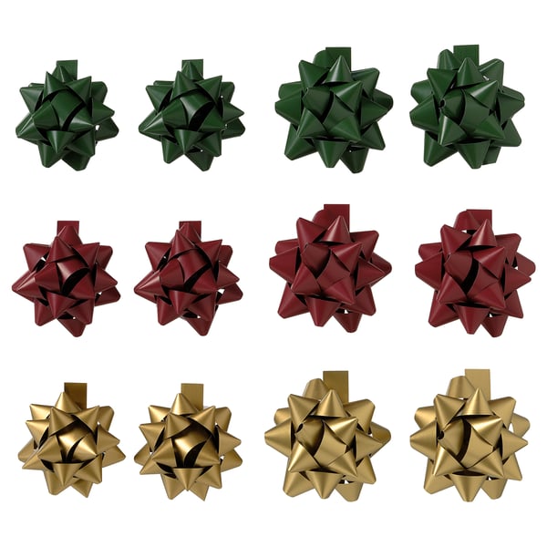 Vinter 21 Nœud Cadeau Lot De 12 Vert Rouge Couleur Or Ikea