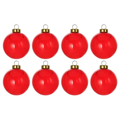 VINTERFINT Décoration sapin de Noël, boule verre/rouge, 6 cm