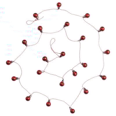 Ornements rouges brillants sur des bases en argent, reliés en cercle.