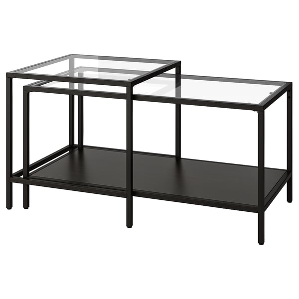 Vittsjo Tables Gigognes Lot De 2 Brun Noir Verre 90x50 Cm Ikea
