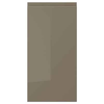Porte VOXTORP : élégante gris-brun foncé, finition brillante, rectangulaire, lisse, brillante.