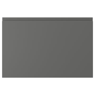 VOXTORP, armoire de cuisine gris foncé, rectangulaire, design minimaliste élégant avec écran plat.