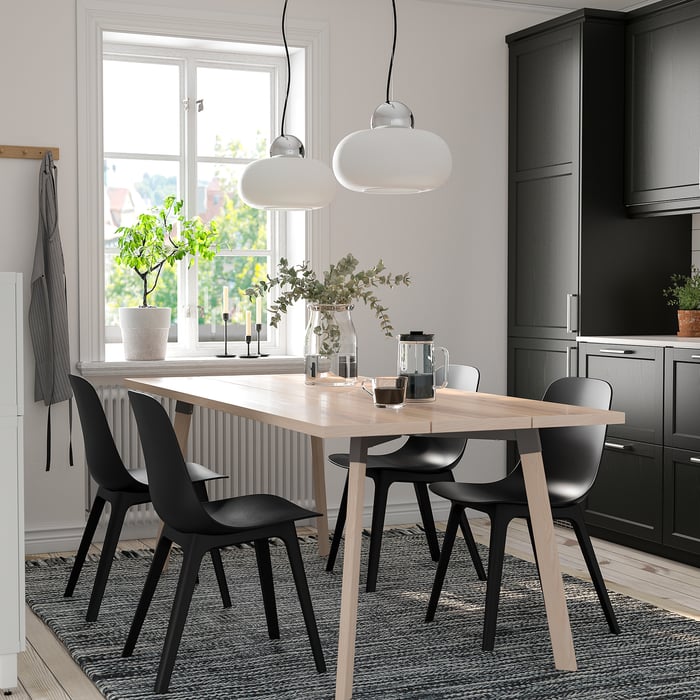 YPPERLIG / ODGER table et 4 chaises, frêne/anthracite, 200x90 cm IKEA