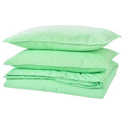 ÄNGSLILJA Duvet cover and 2 pillowcases, light green, 200x200/50x80 cm