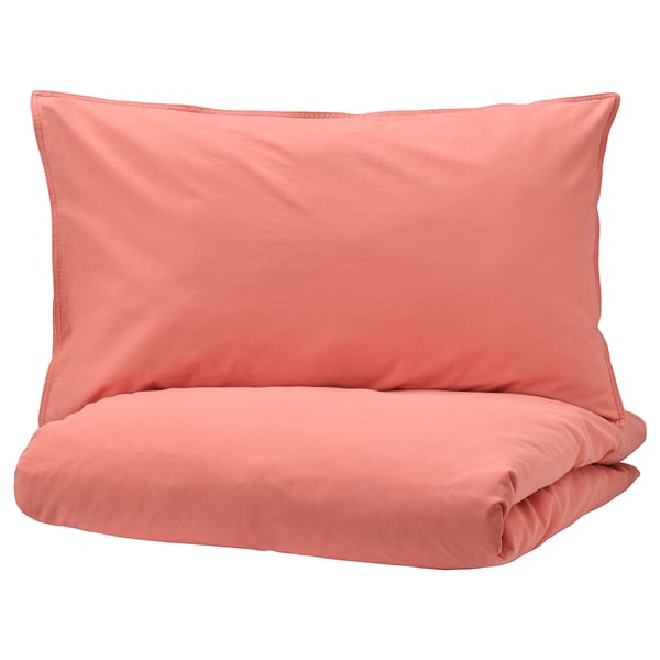 ÄNGSLILJA Quilt cover and pillowcase light brownred IKEA