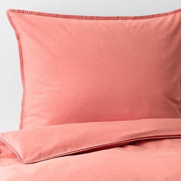 ÄNGSLILJA Quilt cover and pillowcase light brownred IKEA