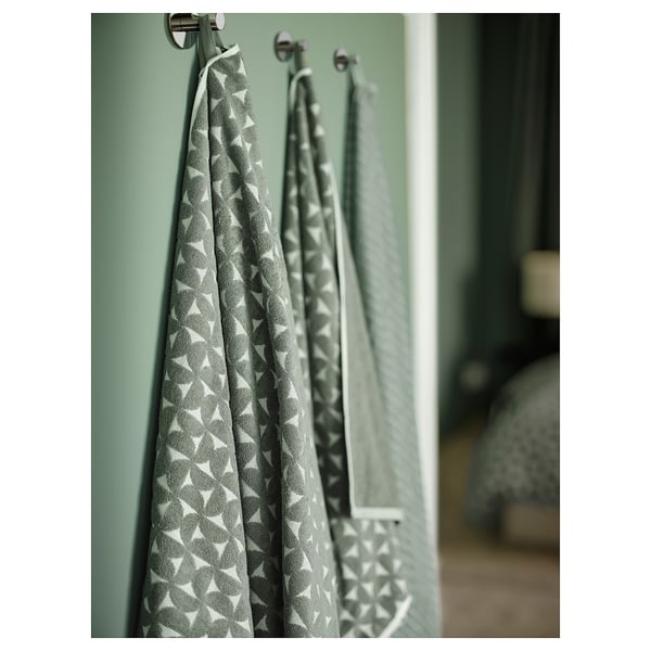 ÄNGSNEJLIKA Cotton/Viscose Grey/Green Bath Towel IKEA