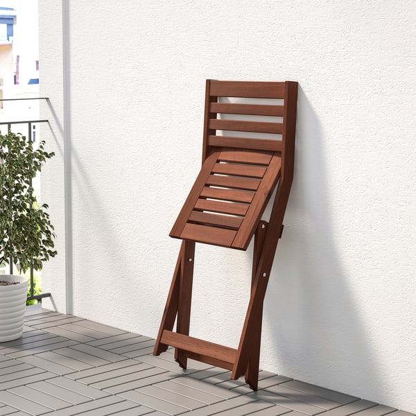 ÄPPLARÖ Chair, outdoor, foldable brown stained IKEA