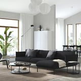 ÄPPLARYD 4-seat sofa with chaise longue, Gunnared black/grey