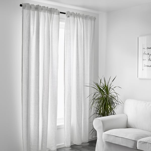 Aina Curtains 1 Pair White Ikea