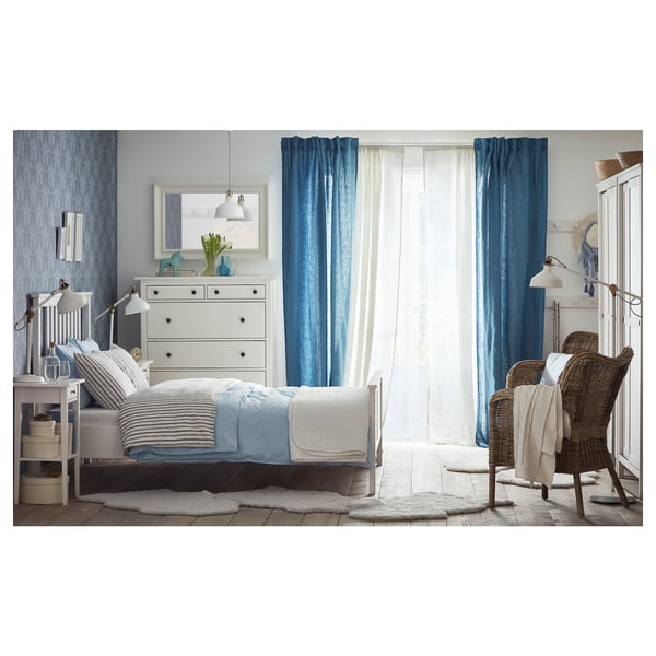 Aina Curtains 1 Pair Blue Ikea