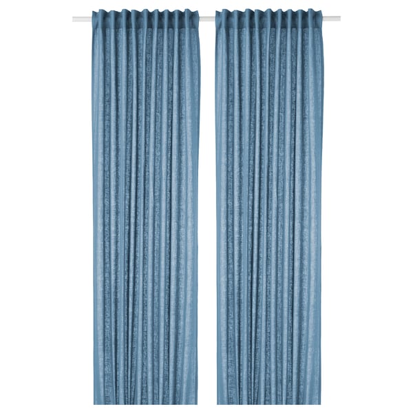 Aina Curtains 1 Pair Blue Ikea