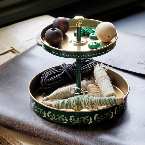 ANILINARE Desk organiser - green gold-colour, metal - IKEA