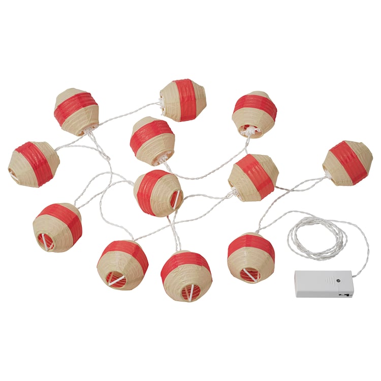ANLEDNING LED lighting chain with 12 lights, batteryoperated white/red
