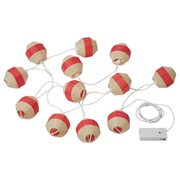 ANLEDNING LED lighting chain with 12 lights, batteryoperated white/red