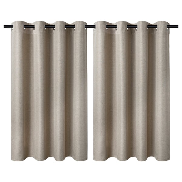 ANNAKAJSA Room darkening curtains, 1 pair, beige/with eyelets, 145x137 cm