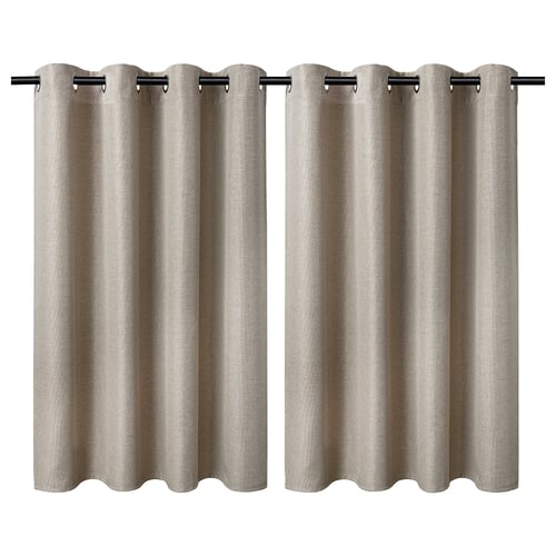ANNAKAJSA Room darkening curtains, 1 pair, beige/with eyelets, 145x137 cm