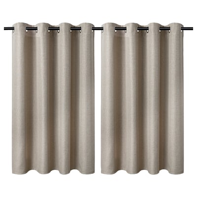 ANNAKAJSA Room darkening curtains, 1 pair, beige/with eyelets, 145x137 cm