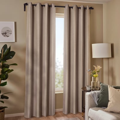 ANNAKAJSA Room darkening curtains, 1 pair, beige/with eyelets, 145x250 cm