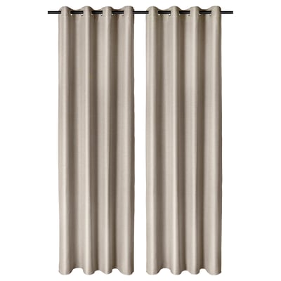 ANNAKAJSA curtains. Beige, floor-length with eyelets, thick room-darkening fabric.