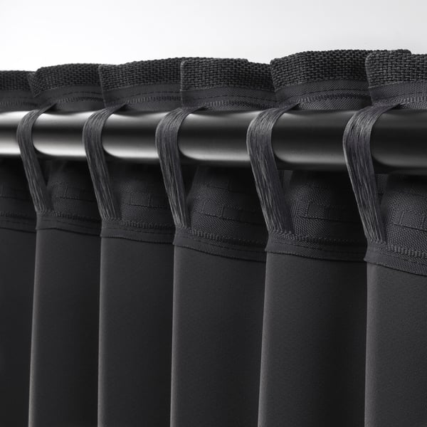 ANNAKAJSA Room darkening curtains, 1 pair, grey/with heading tape, 145x250 cm