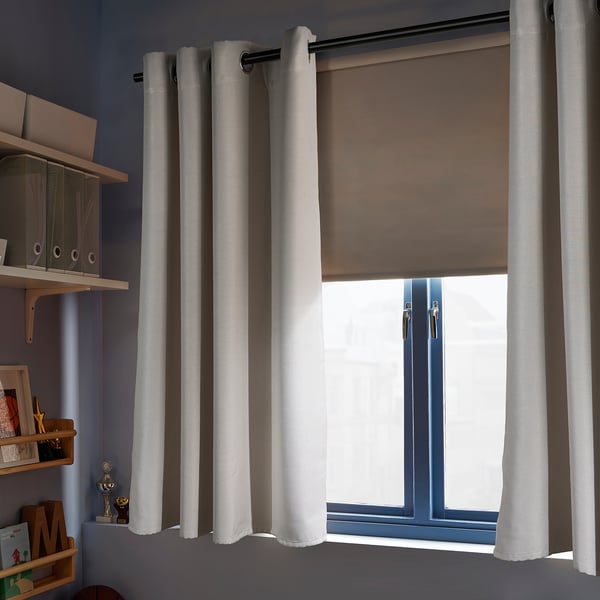 ANNAKAJSA Room darkening curtains, 1 pair, white/with eyelets, 145x165 cm