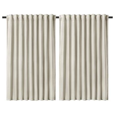 ANNAKAJSA Room darkening curtains, 1 pair, white/with heading tape, 145x137 cm