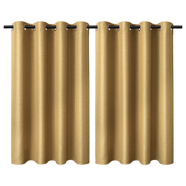 ANNAKAJSA Room darkening curtains, 1 pair, yellow-brown/with eyelets, 145x137 cm