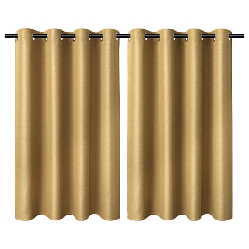 ANNAKAJSA Room darkening curtains, 1 pair, yellow-brown/with eyelets, 145x137 cm
