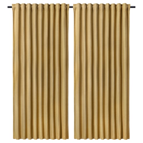 ANNAKAJSA Room darkening curtains, 1 pair, yellow-brown/with heading tape, 145x165 cm