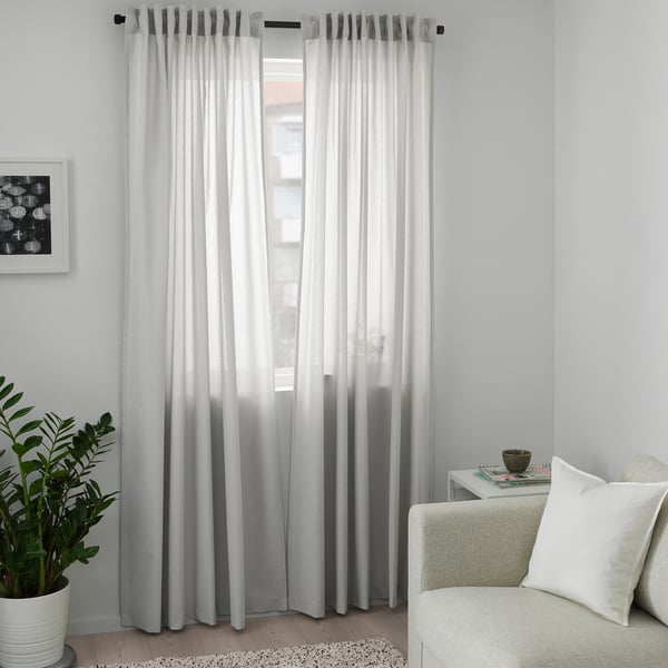 Annalouisa Curtains 1 Pair Light Grey Ikea