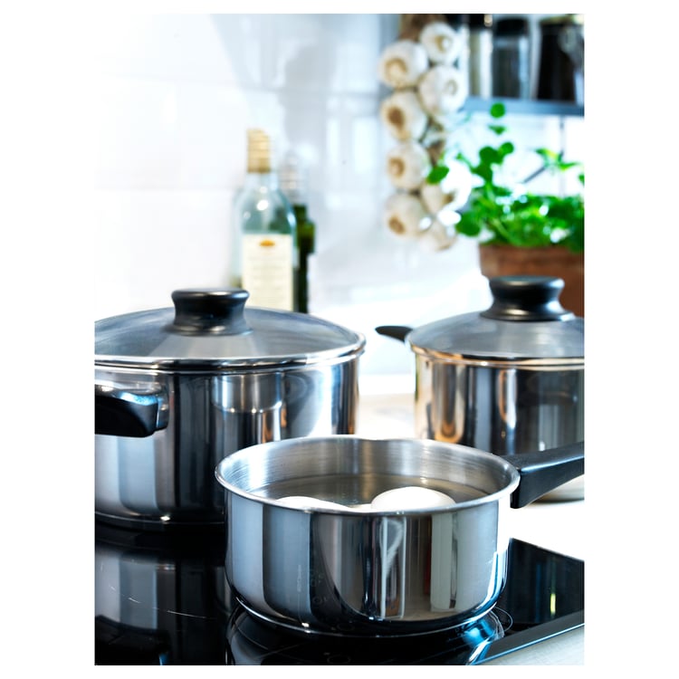 ANNONS glass, stainless steel, 5piece cookware set IKEA