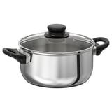 ANNONS Pot with lid, glass/stainless steel, 2.8 l