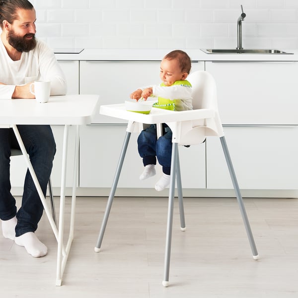 Antilop Silver Colour White Silver Colour Highchair With Tray Ikea