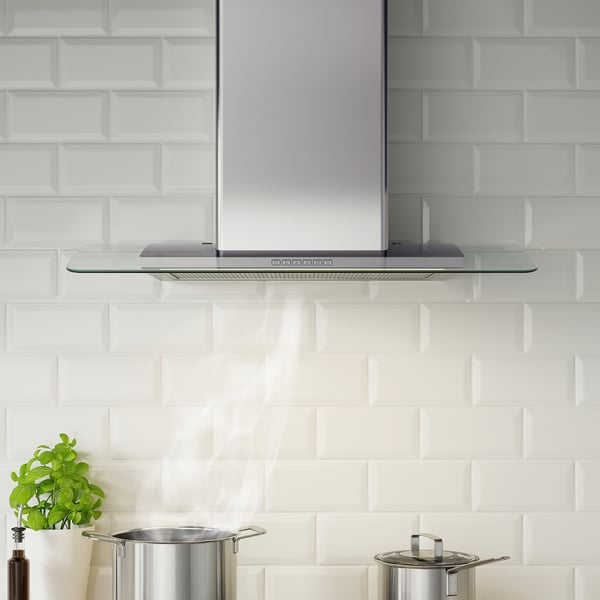BALANSERAD Wall mounted extractor hood, stainless steel/glass, 80 cm - IKEA