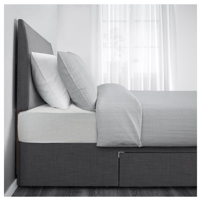 BALESTRAND Divan bed with 1 drawer, left/Skiftebo grey, Small Double