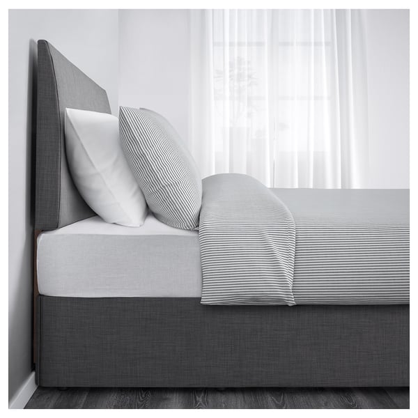 BALESTRAND Divan bed with 1 drawer, right/Skiftebo grey, Small Double
