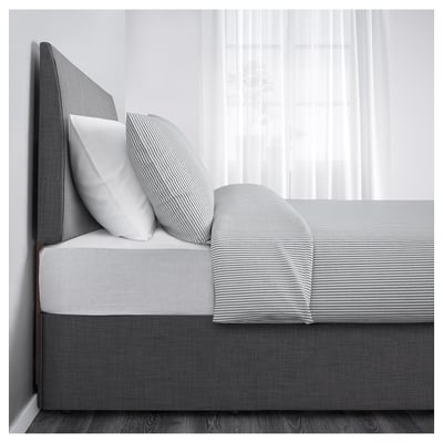 BALESTRAND Divan bed with 1 drawer, right/Skiftebo grey, Small Double